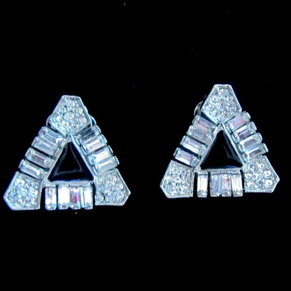 Vintage Art Deco Revival faux champagne pearl & rhinestone necklace & earrings - Picture 12 of 14